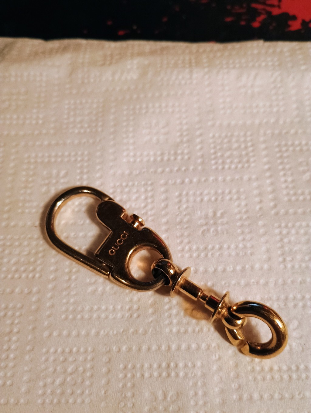 Authentic Gucci Gold Tone Keychain Clip Bag Charm
